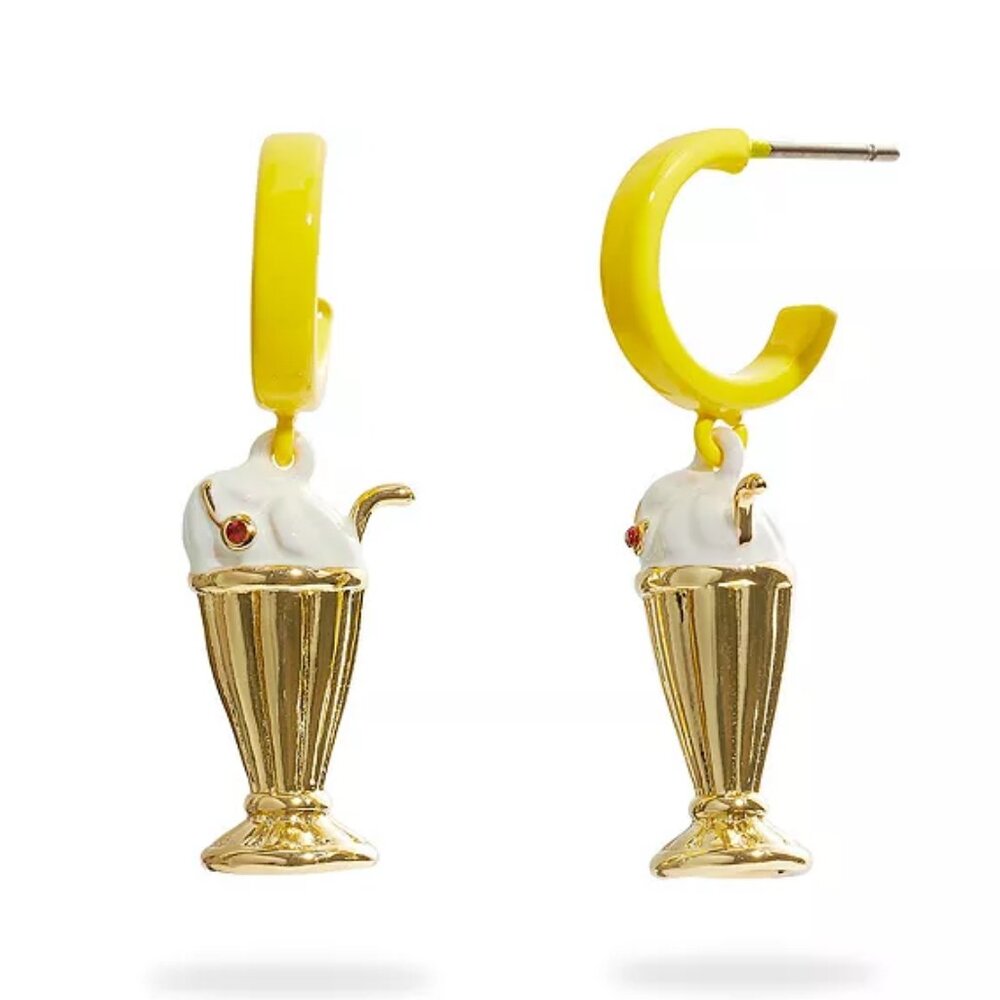 Coach $85 RETAIL MODEL Milkshake Huggie Enamel Earrings WITH POUCH